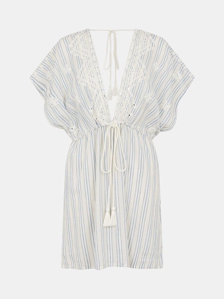 Accessorize Blue Mini Embroidered Stripe Coverup - Image 4 of 4