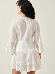 Accessorize White Broderie Ruffle Mini Kaftan Coverup - Image 3 of 4