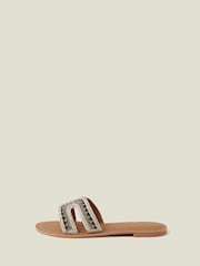 Accessorize Black Beaded Cut Out Slide Sandals - Image 2 of 3