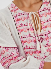 Accessorize Natural Embroidered Long Sleeve Maxi Dress - Image 3 of 4
