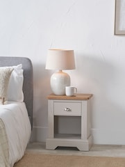Pacific Natural Fairford Oak and Parchment White 1 Drawer Bedside Unit - Image 1 of 6