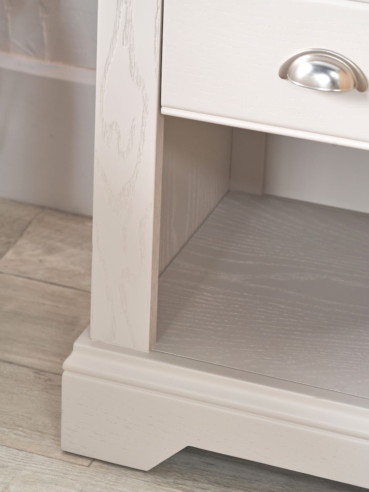 Pacific Natural Fairford Oak and Parchment White 1 Drawer Bedside Unit - Image 2 of 6