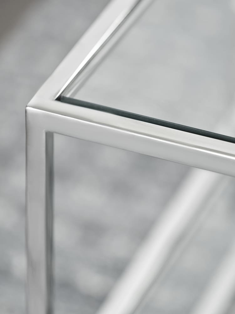Pacific Silver Aleandra Glass and Metal Coffee Table - Image 2 of 6