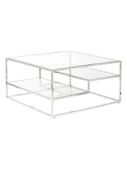 Pacific Silver Aleandra Glass and Metal Coffee Table - Image 3 of 6