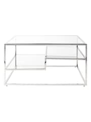 Pacific Silver Aleandra Glass and Metal Coffee Table - Image 4 of 6