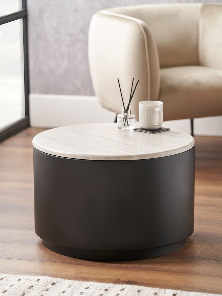 Pacific Black Remy Marble Effect and Metal Storage Coffee Table - Image 1 of 6