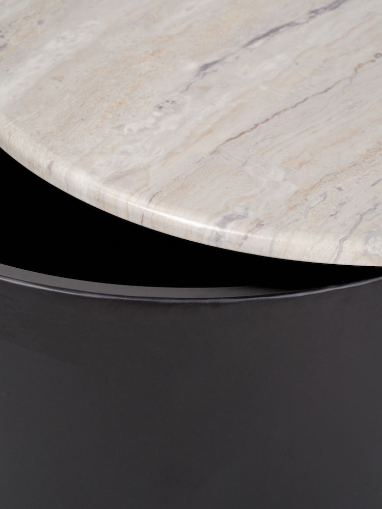 Pacific Black Remy Marble Effect and Metal Storage Coffee Table - Image 6 of 6