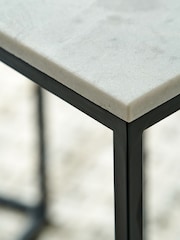 Pacific White Kalani Marble and Metal Tall Square Side Table - Image 2 of 6