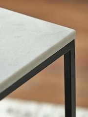 Pacific White Kalani Marble and Metal Tall Square Side Table - Image 3 of 6
