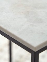Pacific White Kalani Marble and Metal Tall Square Side Table - Image 4 of 6