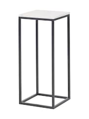 Pacific White Kalani Marble and Metal Tall Square Side Table - Image 6 of 6