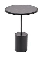 Pacific Black Enzo Marble and Metal Cylinder Base Side Table - Image 2 of 6