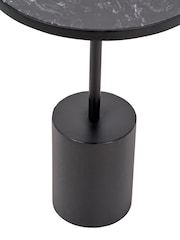 Pacific Black Enzo Marble and Metal Cylinder Base Side Table - Image 3 of 6