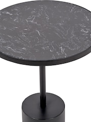 Pacific Black Enzo Marble and Metal Cylinder Base Side Table - Image 4 of 6