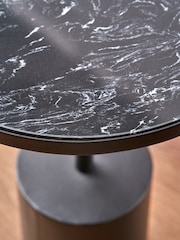 Pacific Black Enzo Marble and Metal Cylinder Base Side Table - Image 5 of 6