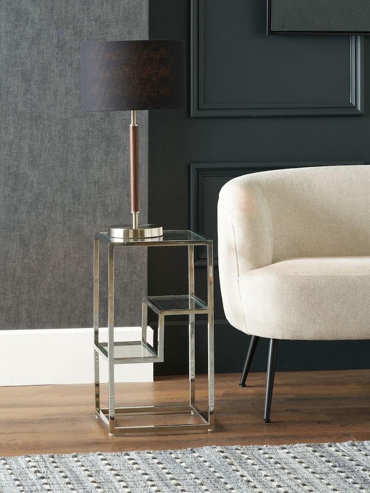Pacific Silver Aleandra Glass and Metal Side Table - Image 1 of 6
