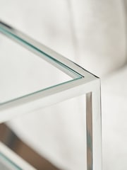 Pacific Silver Aleandra Glass and Metal Side Table - Image 3 of 6