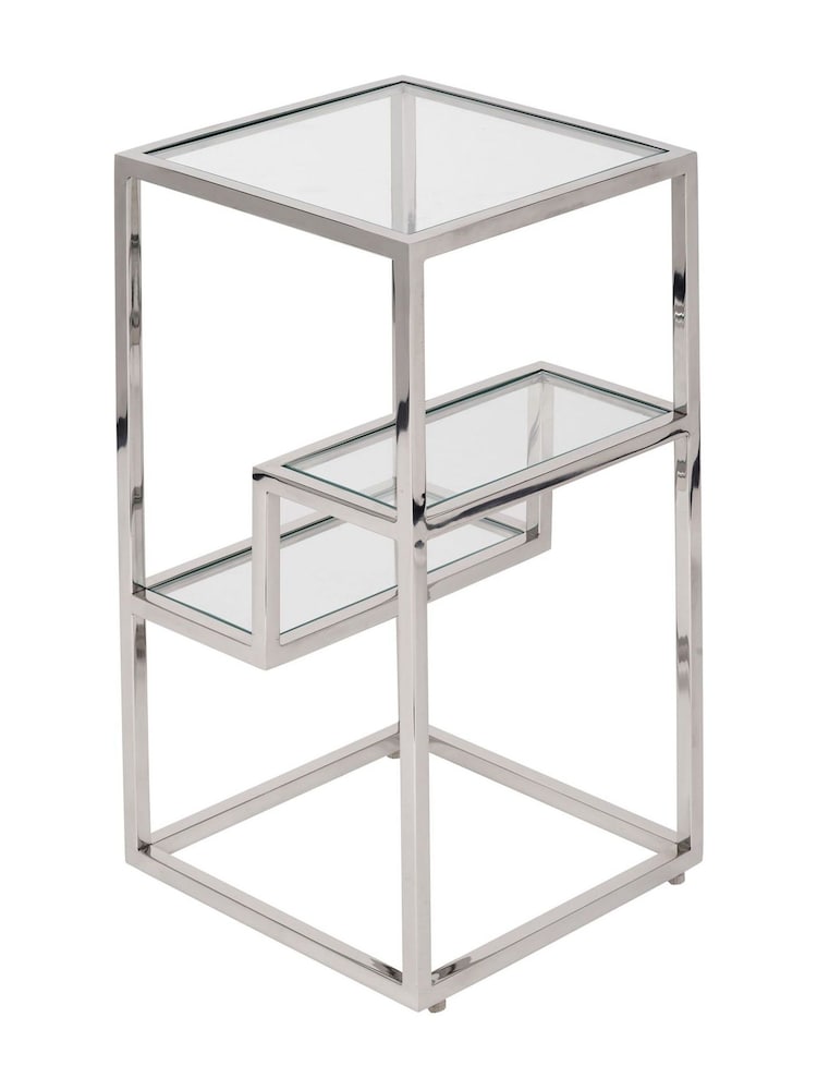 Pacific Silver Aleandra Glass and Metal Side Table - Image 6 of 6