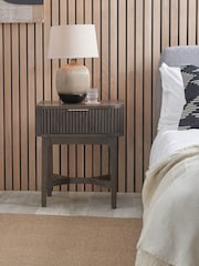 Pacific Brown Raie Ribbed Wood Veneer 1 Drawer Unit - Image 1 of 6