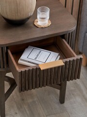 Pacific Brown Raie Ribbed Wood Veneer 1 Drawer Unit - Image 4 of 6