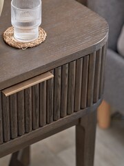 Pacific Brown Raie Ribbed Wood Veneer 1 Drawer Unit - Image 5 of 6