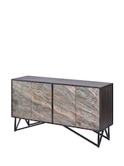 Pacific Black Piedra Mango Wood Veneer 4 Door Sideboard - Image 6 of 8