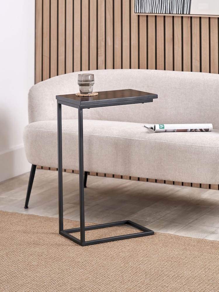 Pacific Black Soho Veneer and Metal Supper Side Table - Image 1 of 6
