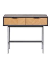 Pacific Black Hailee Chevron Wood Veneer 2 Drawer Console Table - Image 5 of 6