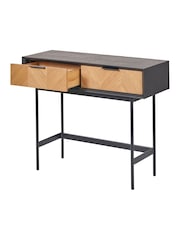 Pacific Black Hailee Chevron Wood Veneer 2 Drawer Console Table - Image 6 of 6