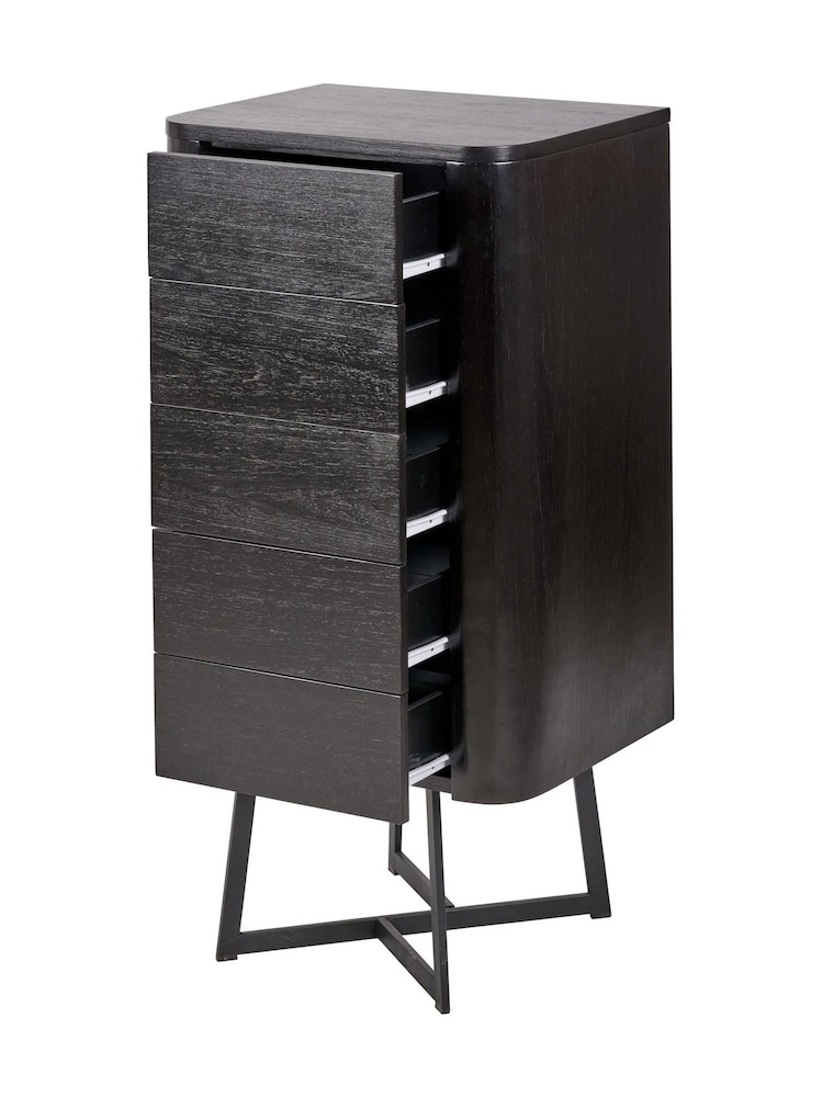 Pacific Black Boy Ukiah Ash Veneer and Metal 5 Drawer Tall - Image 6 of 6