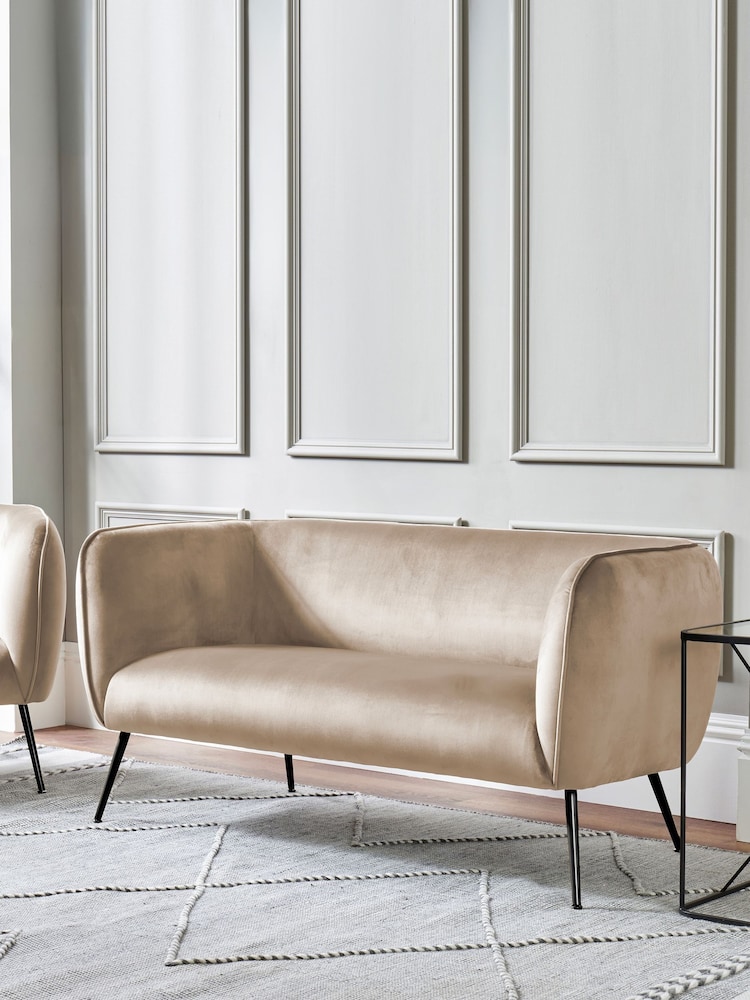 Pacific Cream Lucca Velvet and Metal Sofa - Image 1 of 6