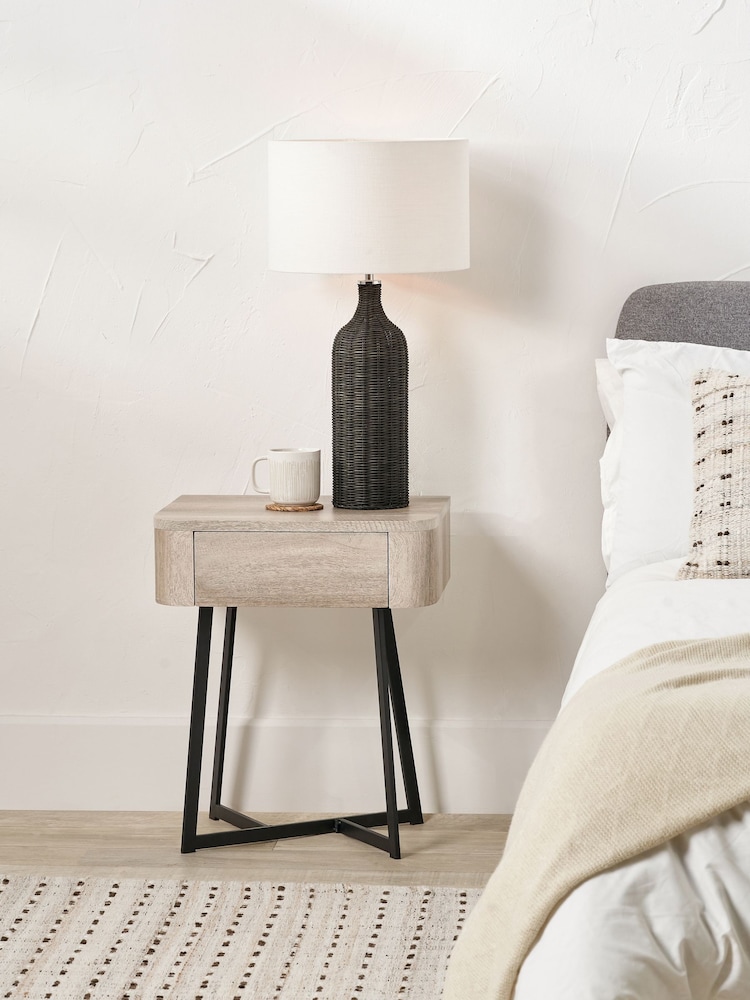 Pacific Grey Ukiah Oak Veneer and Metal Bedside Unit - Image 1 of 6