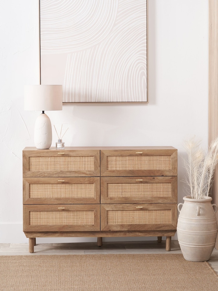 Pacific Natural Henrik Rattan 6 Drawer Unit - Image 1 of 6