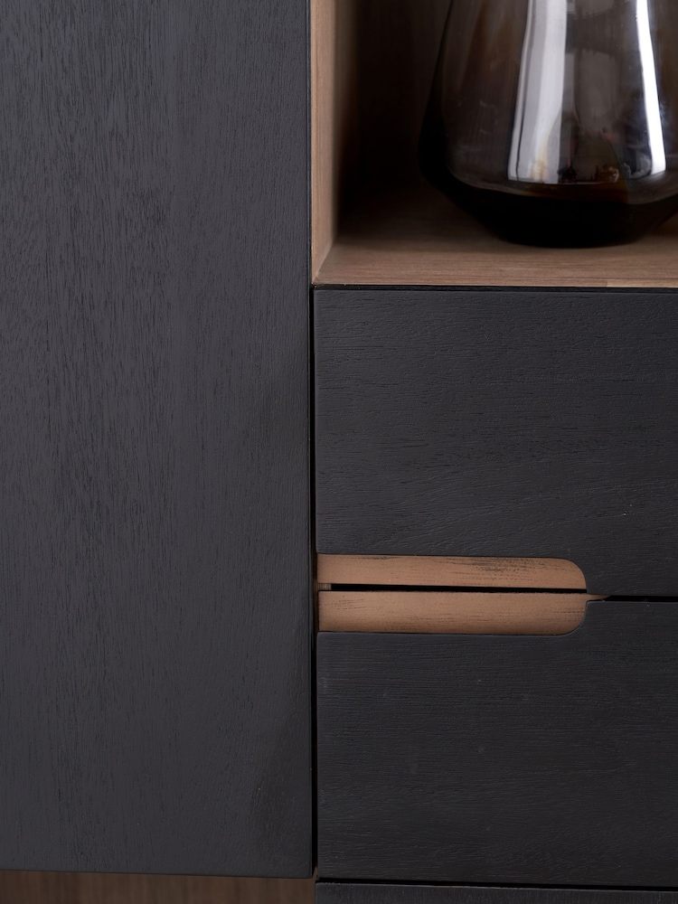 Pacific Black Gio Acacia Wood 3 Door Niche Shelf Unit - Image 2 of 6