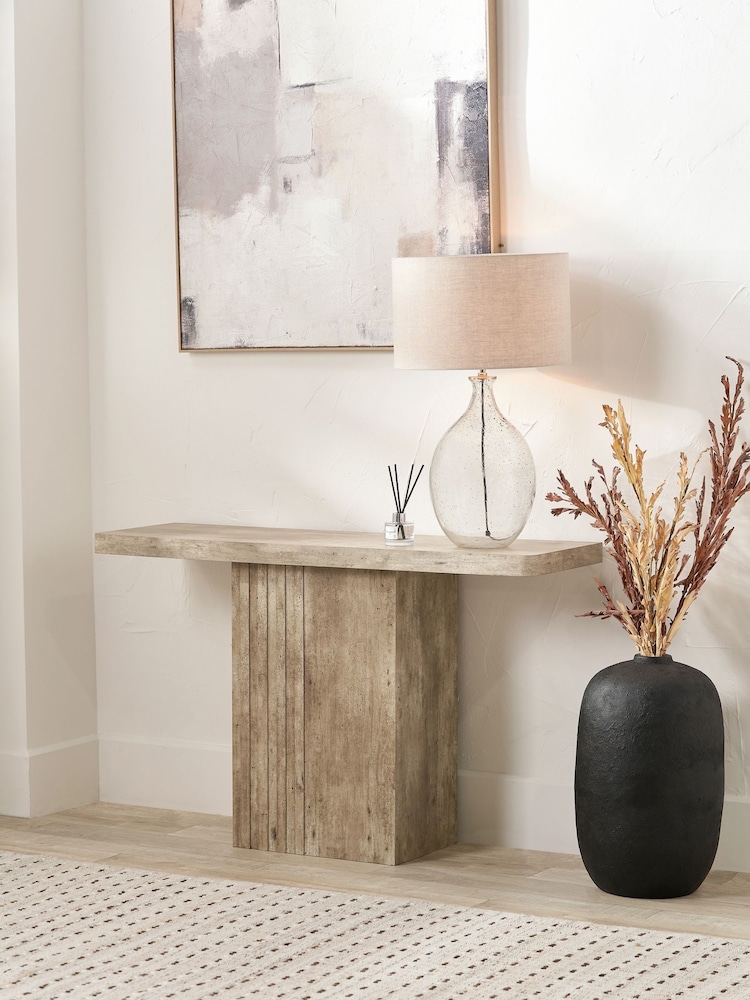 Pacific Grey Elkton Concrete Effect Wood Veneer Console Table - Image 1 of 6