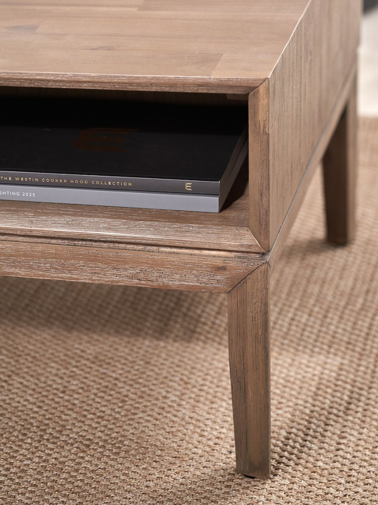 Pacific Black Gio Acacia Wood 2 Drawer Coffee Table - Image 2 of 6