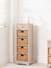 Pacific Cream Devonshire Pine Wood 1 Drawer 4 Basket Tall Unit - Image 1 of 6