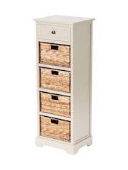 Pacific Cream Devonshire Pine Wood 1 Drawer 4 Basket Tall Unit - Image 3 of 6
