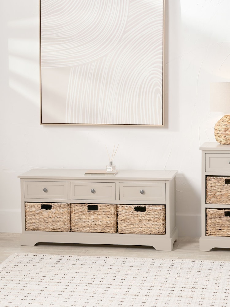 Pacific Cream Devonshire Pine Wood 3 Drawer 3 Basket Unit - Image 1 of 6