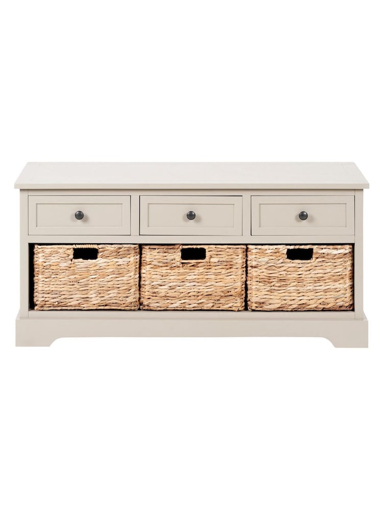 Pacific Cream Devonshire Pine Wood 3 Drawer 3 Basket Unit - Image 6 of 6