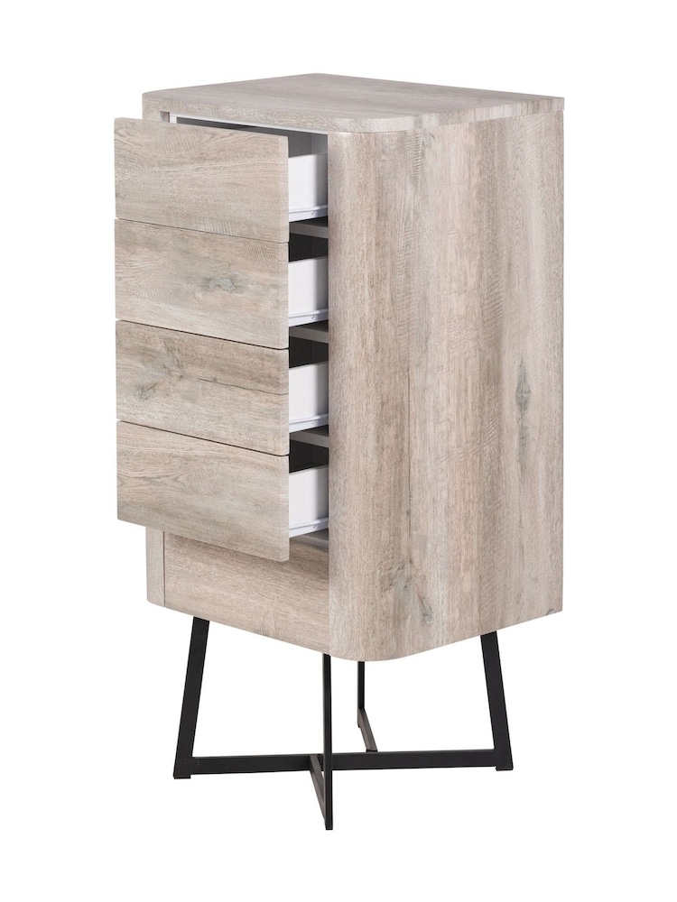Pacific Grey Boy Ukiah Oak Veneer and Metal 5 Drawer Tall - Image 6 of 6