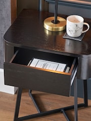 Pacific Black Ukiah Ash Veneer and Metal Bedside Unit - Image 4 of 6