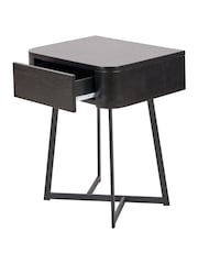 Pacific Black Ukiah Ash Veneer and Metal Bedside Unit - Image 6 of 6