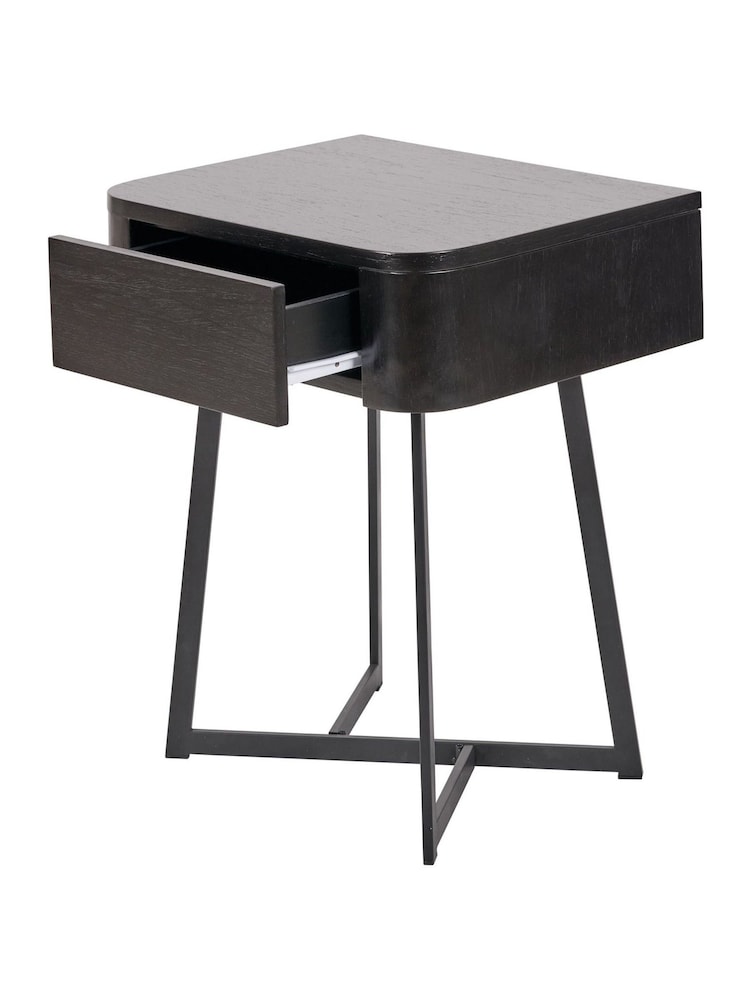 Pacific Black Ukiah Ash Veneer and Metal Bedside Unit - Image 6 of 6