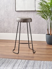 Pacific Brown Cosimo Leather and Metal Button Bar Stool - Image 1 of 6