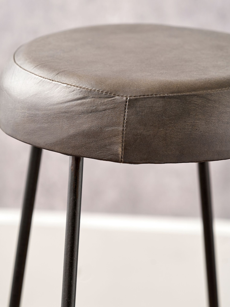 Pacific Brown Cosimo Leather and Metal Button Bar Stool - Image 2 of 6