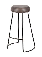 Pacific Brown Cosimo Leather and Metal Button Bar Stool - Image 5 of 6