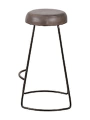 Pacific Brown Cosimo Leather and Metal Button Bar Stool - Image 6 of 6