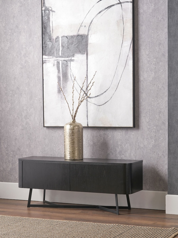 Pacific Black Ukiah Ash Veneer and Metal 2 Door Low Unit - Image 1 of 6