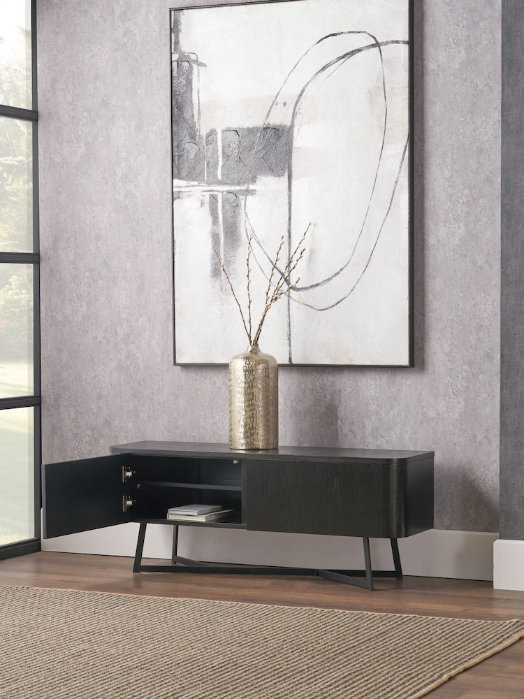 Pacific Black Ukiah Ash Veneer and Metal 2 Door Low Unit - Image 2 of 6